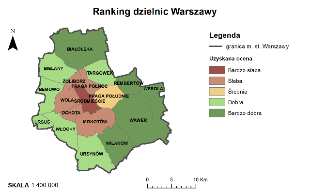 Rys. 5. Ranking dzielnic Warszawy
