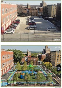 Przestrzeń publiczna w Nowym Jorku przed i po transformacji.